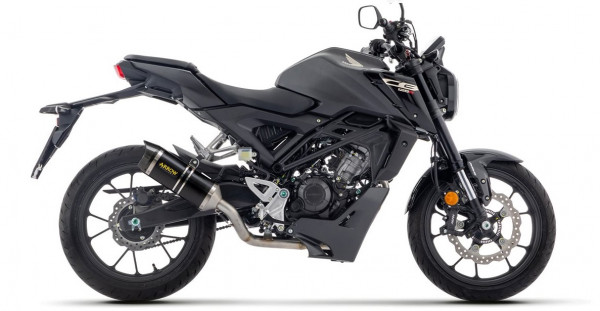 Auspuff Arrow Thunder schwarz Carbonendkappe KAT passend für Honda CB 125 R Bj 2024