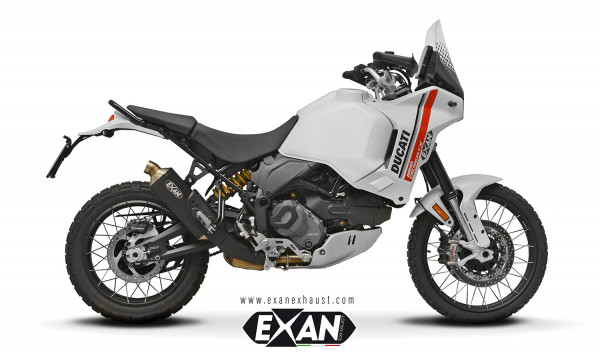 Auspuff Exan X-Rally schwarz passend für Ducati Desert X 950 Bj 2022 bis 2024