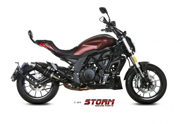 Auspuff Storm GP schwarz rund 300 mm passend für Benelli 502C Bj 2019 bis 2024