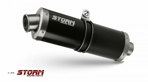 Auspuff Storm schwarz oval 360 mm KAT passend für CF Moto 650 MT Bj 2021 bis 2024